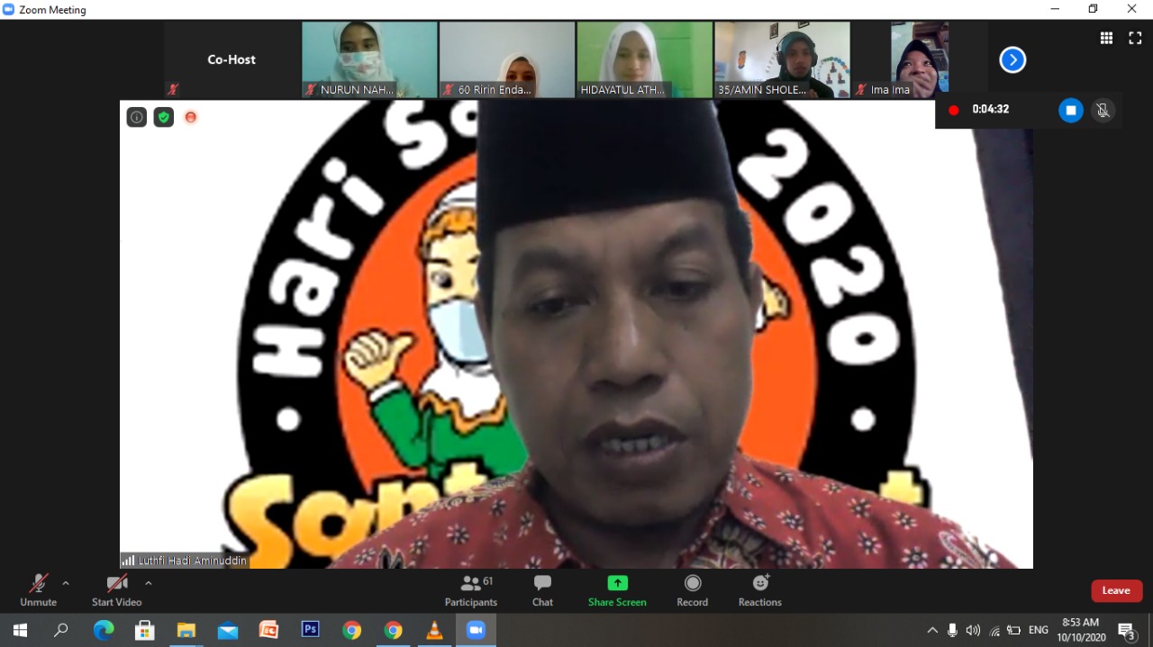 Diklat Da'i- da'iyah PC Fatayat NU Ponorogo melalui zoom meeting