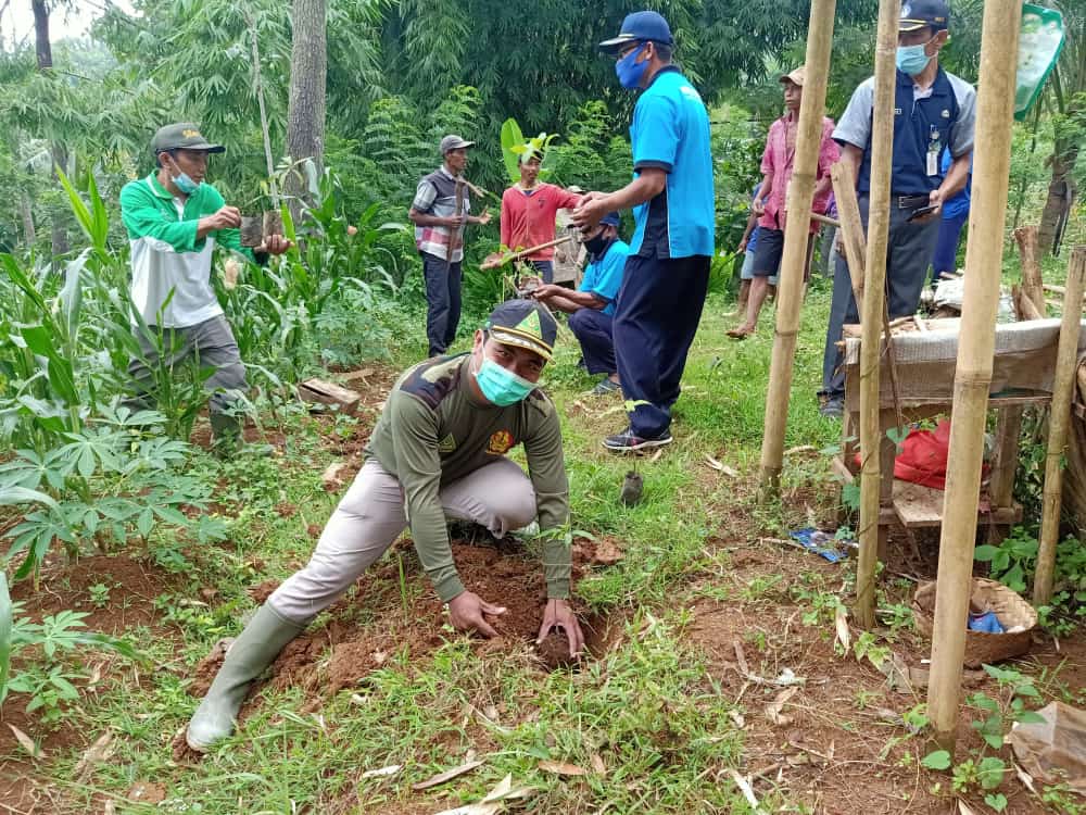 Menanam Pohon - Banser Sawoo bersama KPH Lawu dan steakholder gelar Go Green di Bukit Kukusan Tempuran Sawoo